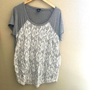 Torrid knit Lace split back top. Size 2X fits like a 1X